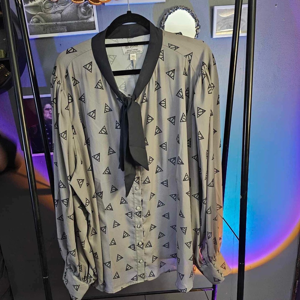 Unique Vintage Harry Potter and the Deathly Hallows Button Up - Plus Size